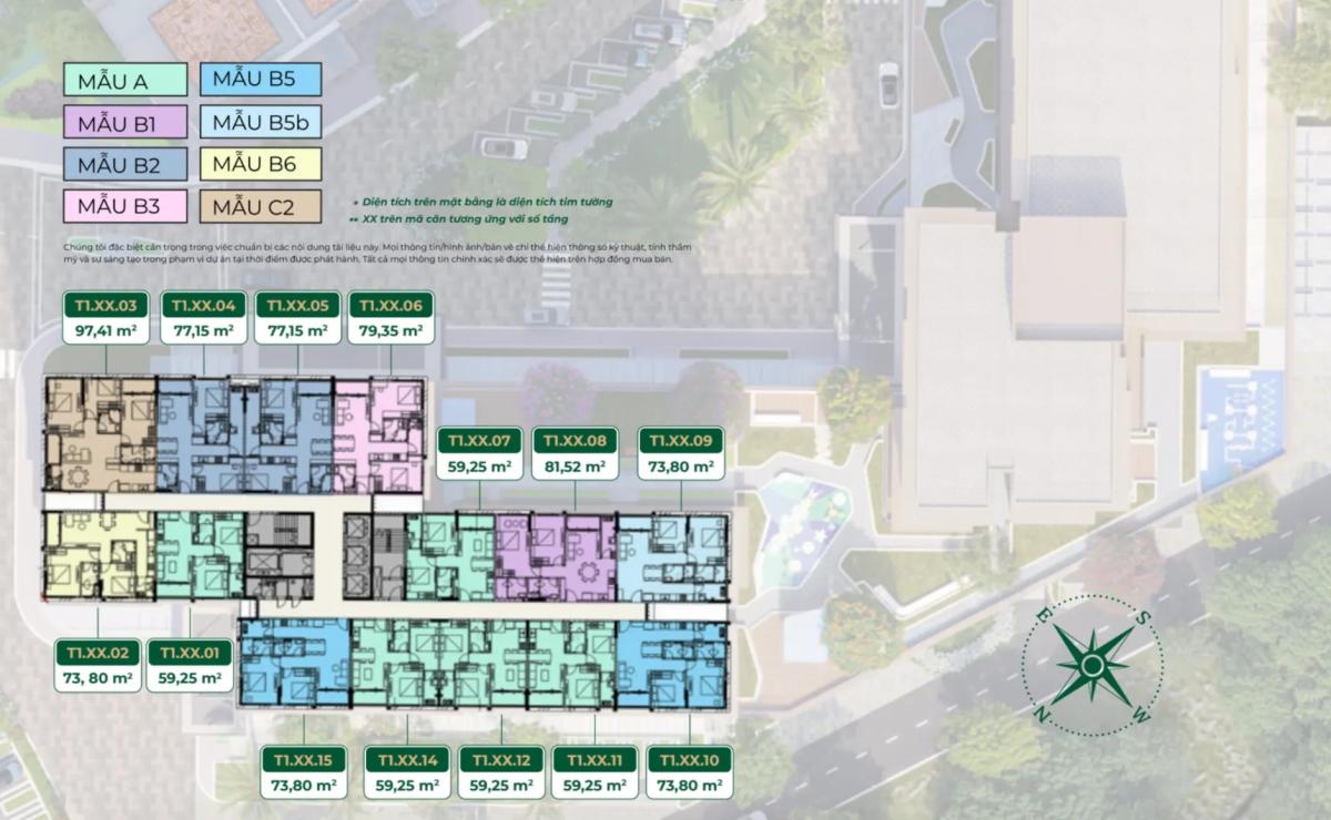 Mặt bằng  Trellia Cove T1